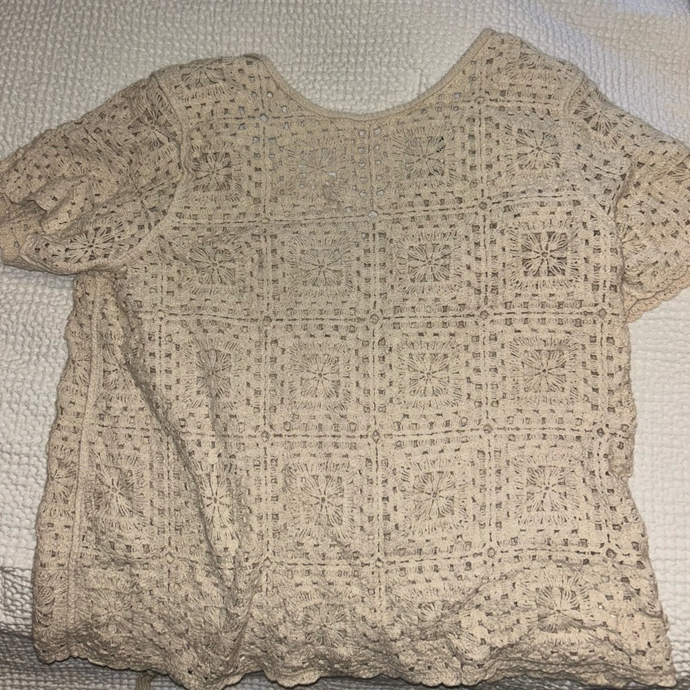 Fat face knitted short sleeve beige shirt
